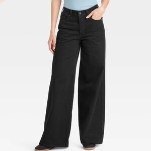 Target Universal Thread high Rise Super Wide Leg Black Button Fly Jean Size 12.